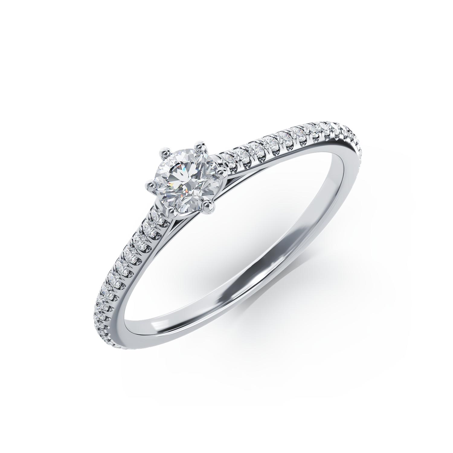 Platynowy pierścionek zaręczynowy z brylantem 0.19ct i diamentami 0.17ct